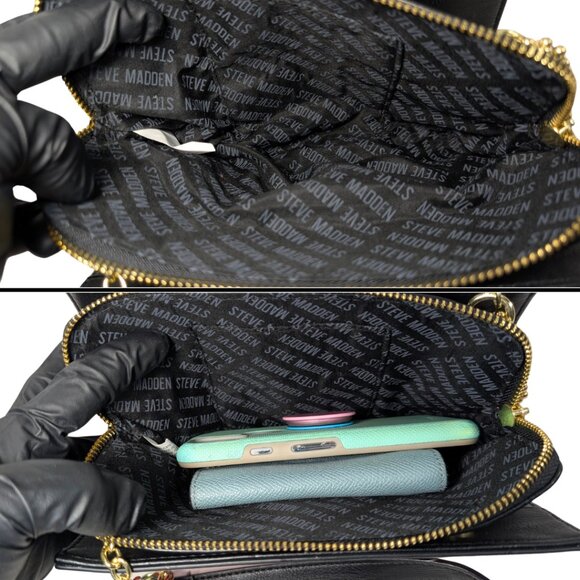 Steve Madden Pink & Black Color Block PVC Chain Strap Going Out Purse Crossbody - Picture 10 of 11